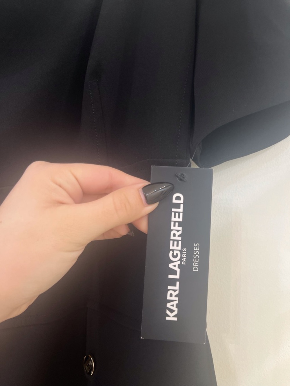 Karl Lagerfeld Black Square-Neck Puff Sleeve Mini Dress - Picture 5 of 6